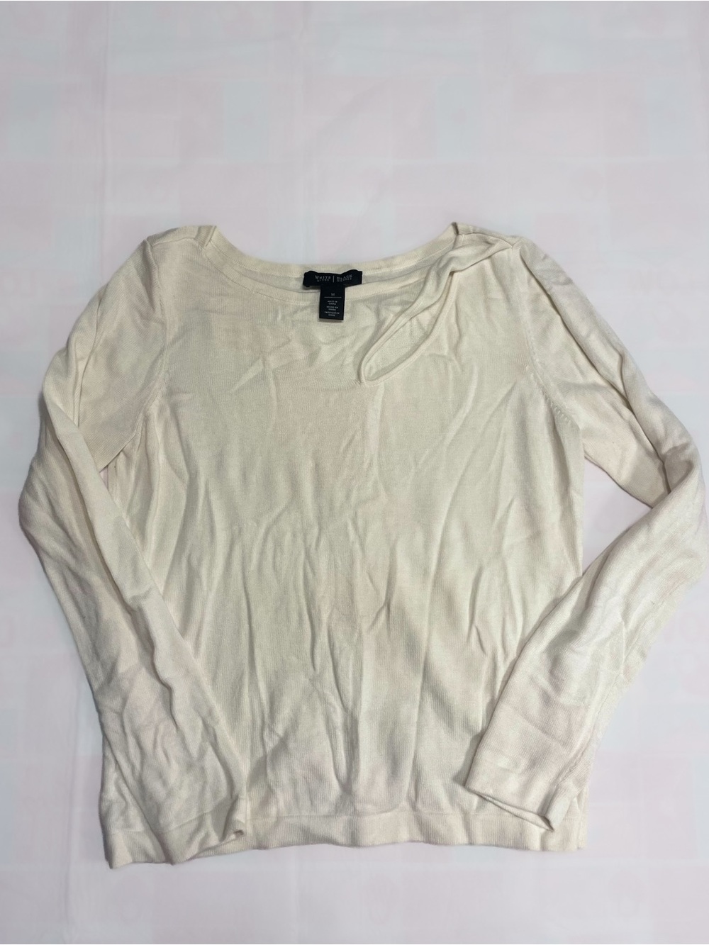 White House Black Market Ivory Keyhole Knit Sweater Size M